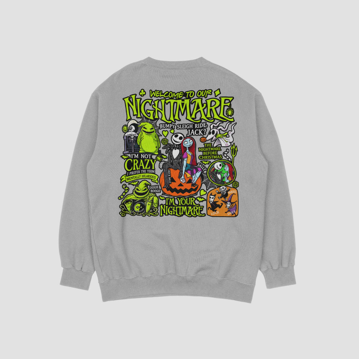 Nightmare Inspired Sweater heather grey back