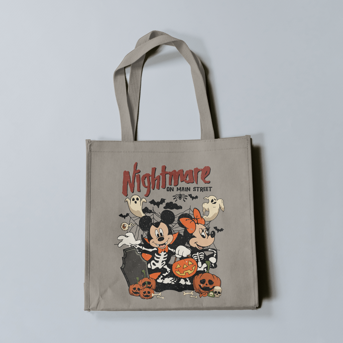 Nightmare on Main Street Halloween tote bag mockup